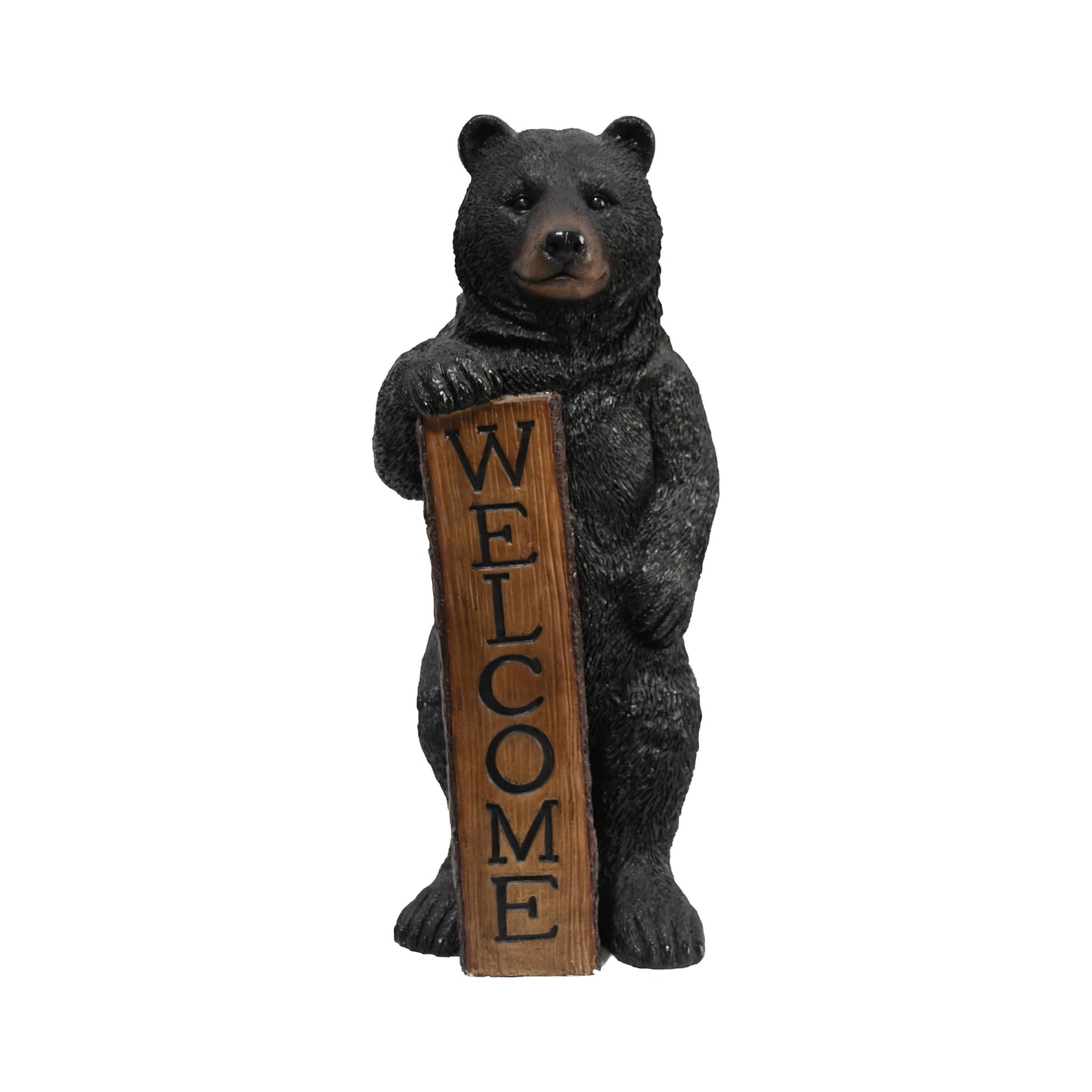 Standing Black Bear with Heartwarming Welcome Sign