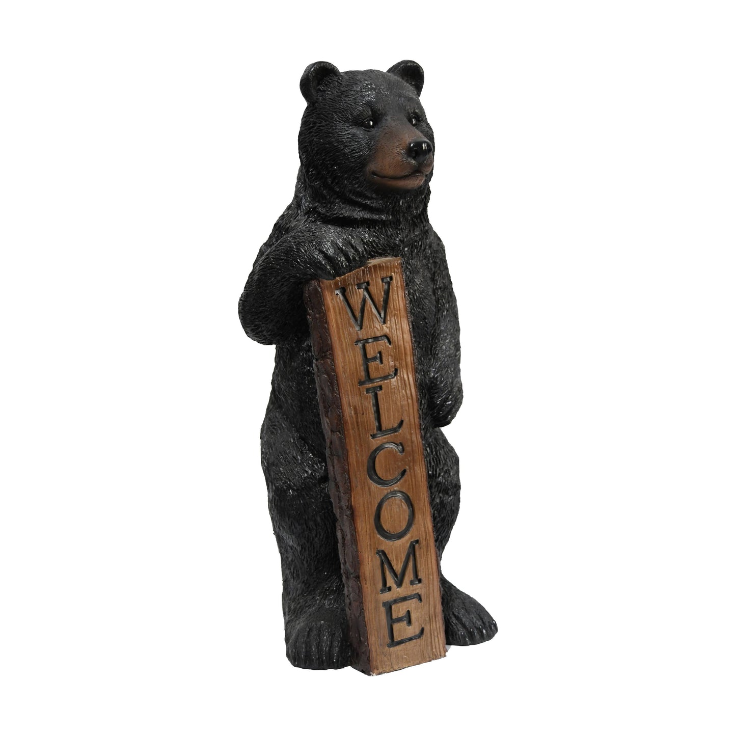 Standing Black Bear with Heartwarming Welcome Sign