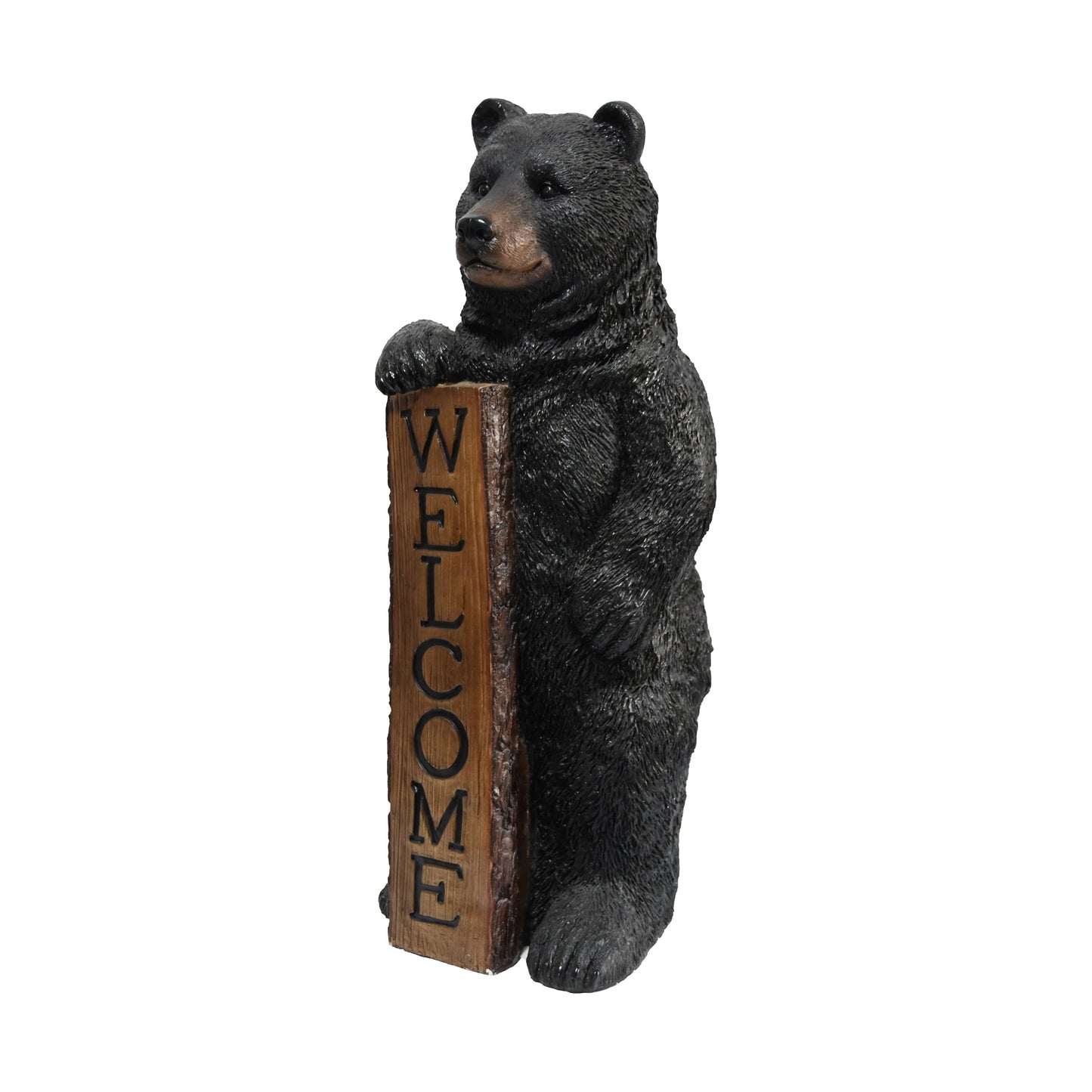 Standing Black Bear with Heartwarming Welcome Sign