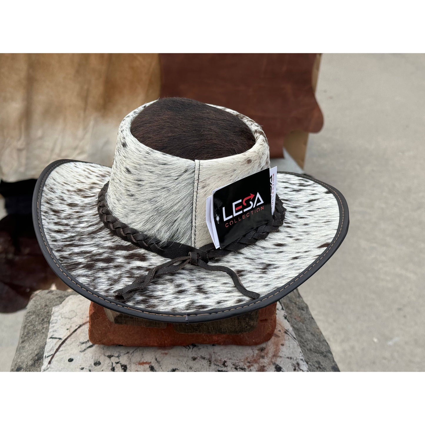 Cabello Leather outback Western Hat Genuine Cow hair hat