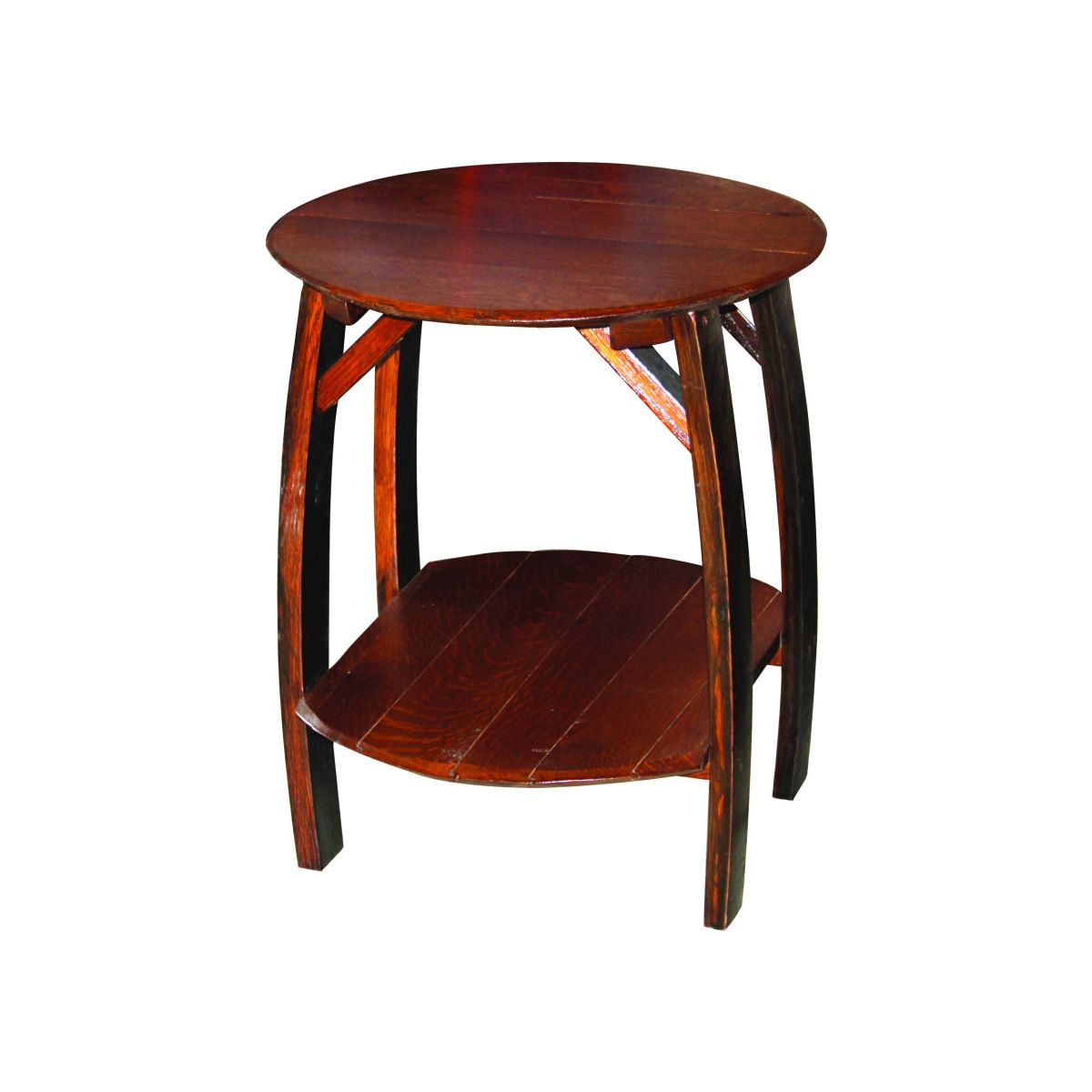 Barrel Lid Oak End Table