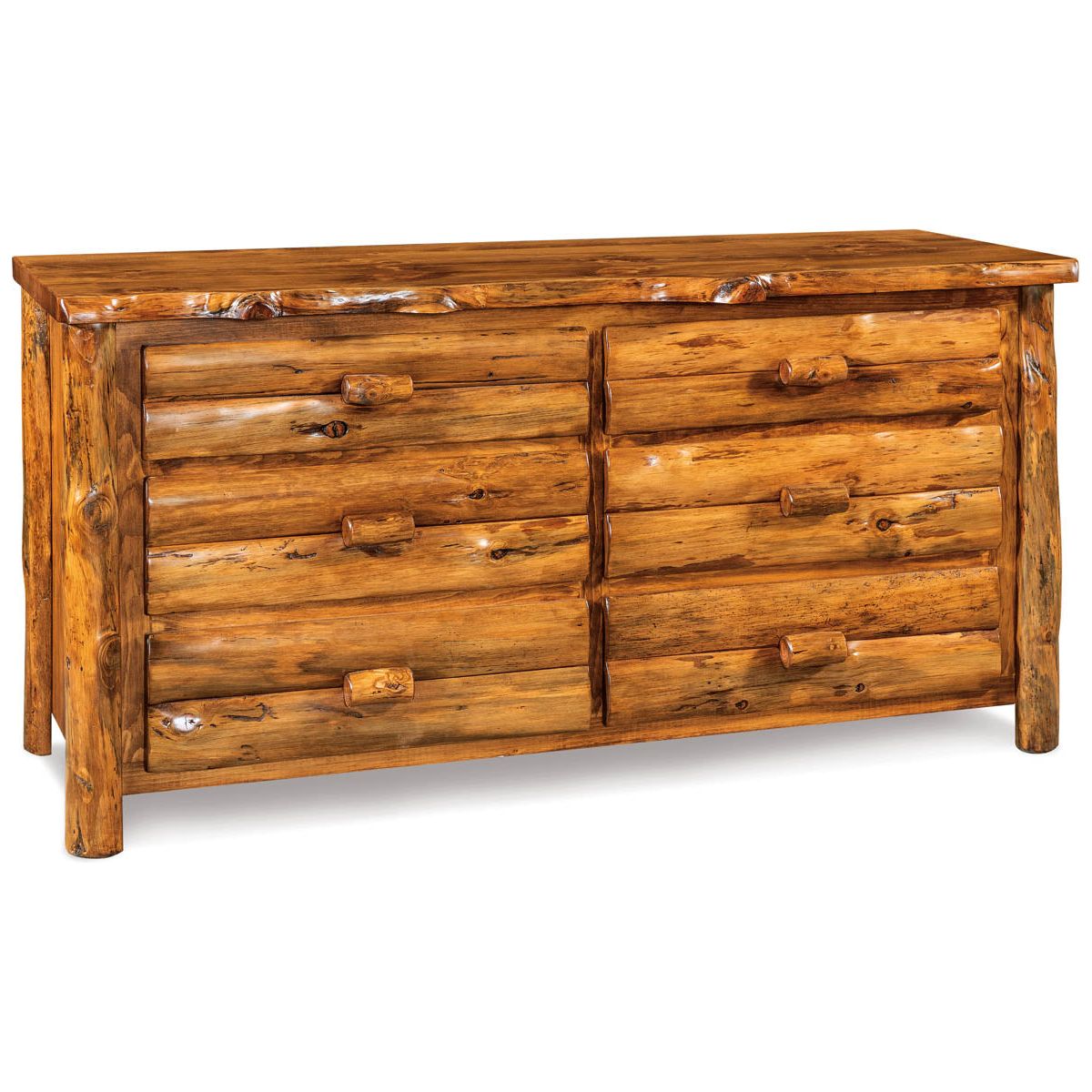 Rustic Pine Dark 6 Drawer Dresser with Mirror FS