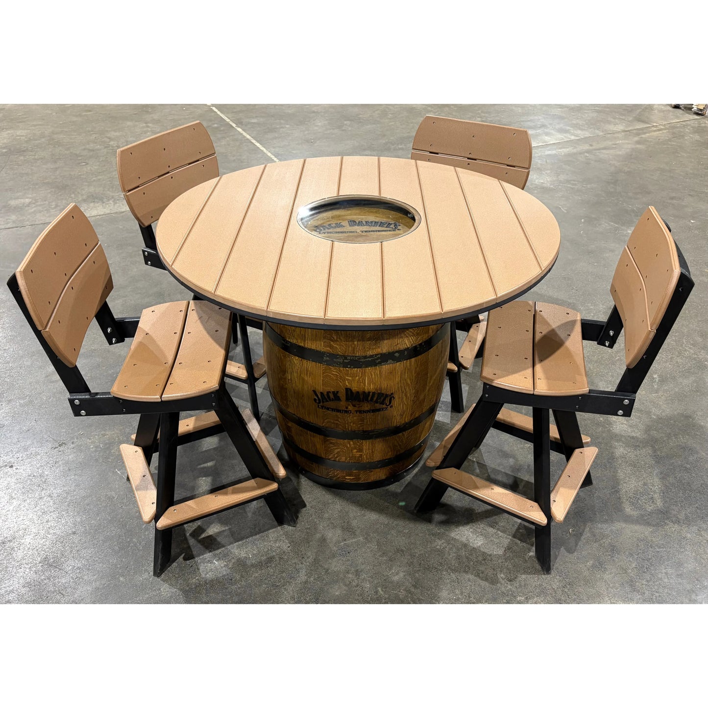 Jack Daniels Whiskey Barrel Polywood Table Set
