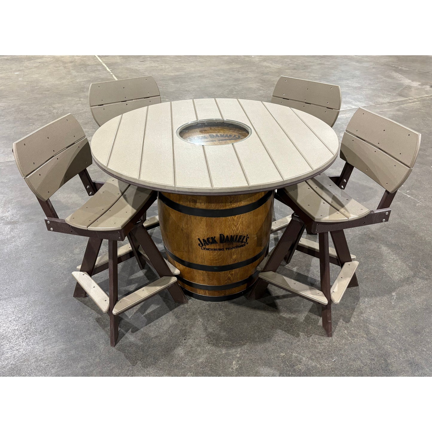 Jack Daniels Whiskey Barrel Polywood Table Set