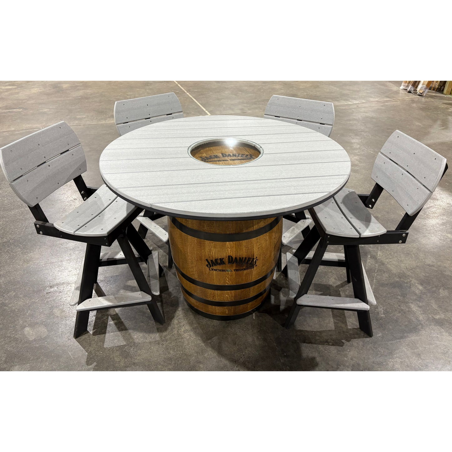 Jack Daniels Whiskey Barrel Polywood Table Set