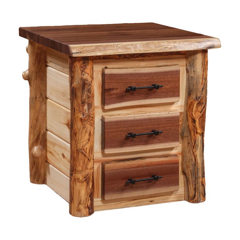 Aspen/Walnut 3 Drawer Nightstand