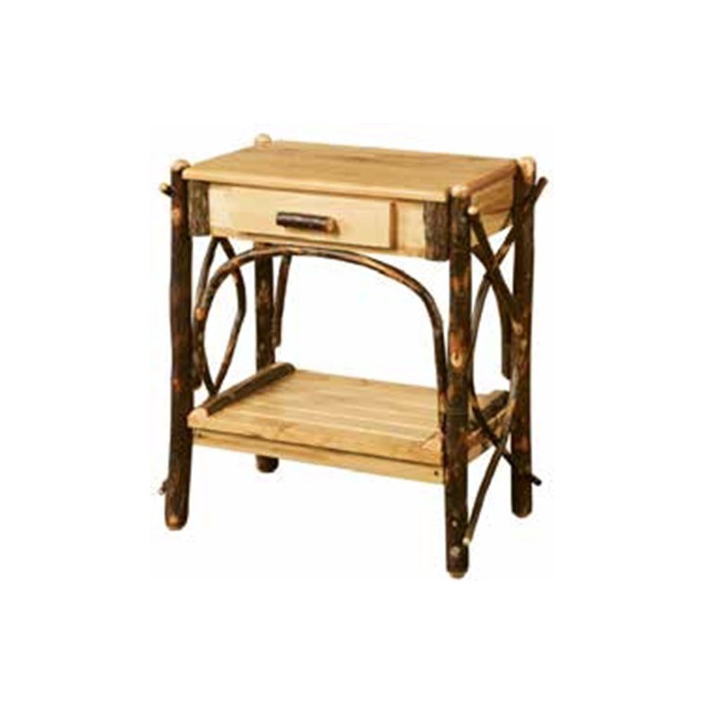End Table Solid Top Slatted Shelf with Drawer Dovetailed