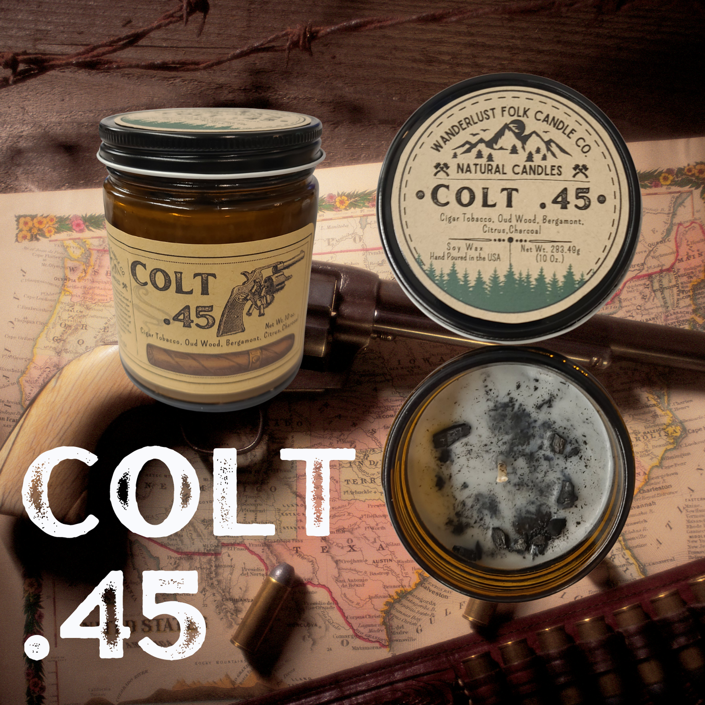 Colt .45 Themed - USA MADE - Soy Wax Candles