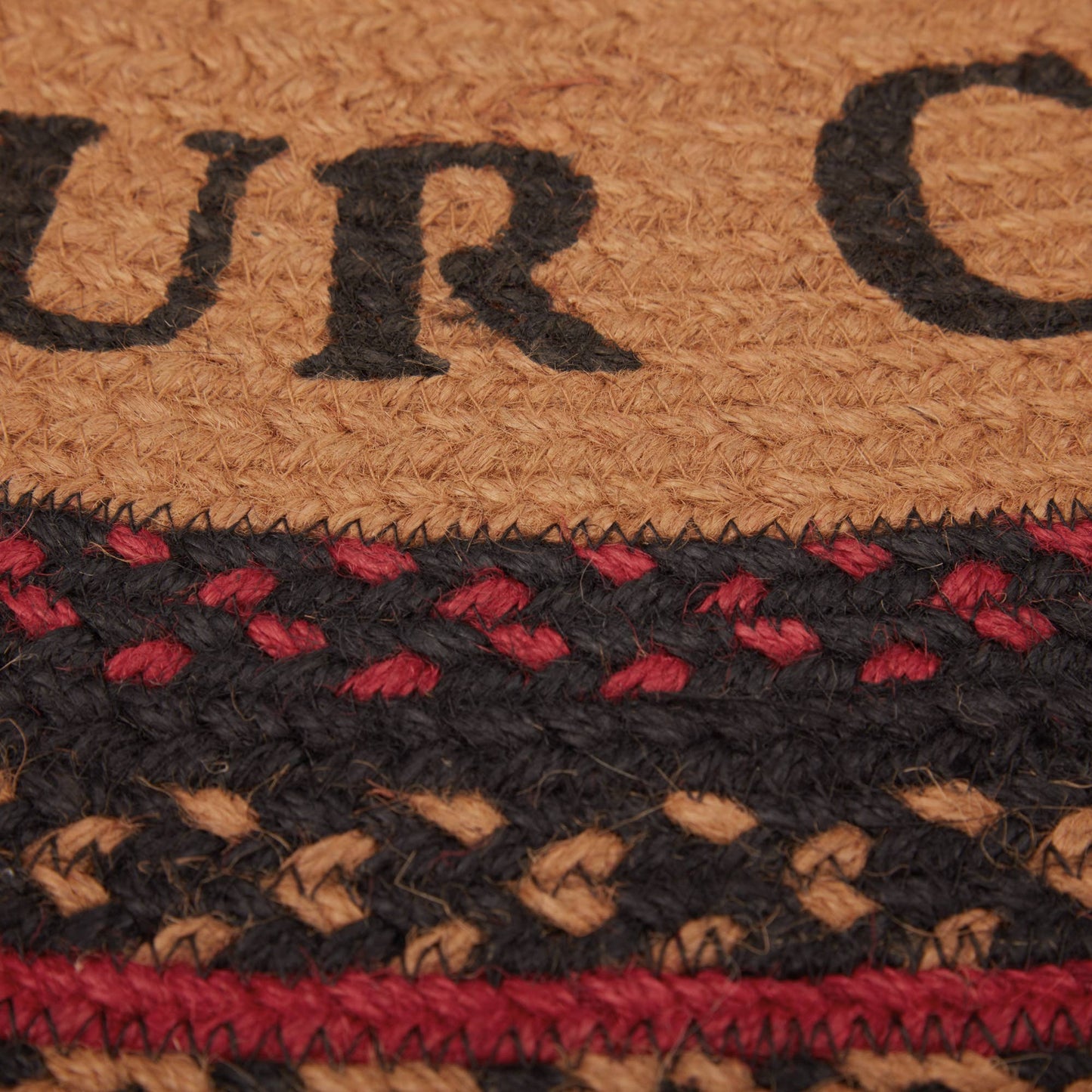 Cumberland Stenciled Moose Jute Rug Half Circle Welcome to the Cabin 16.5x33