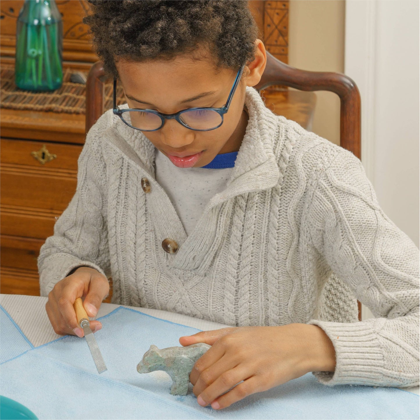 Bear Soapstone Carving and Whittling—DIY Arts and Craft Kit.