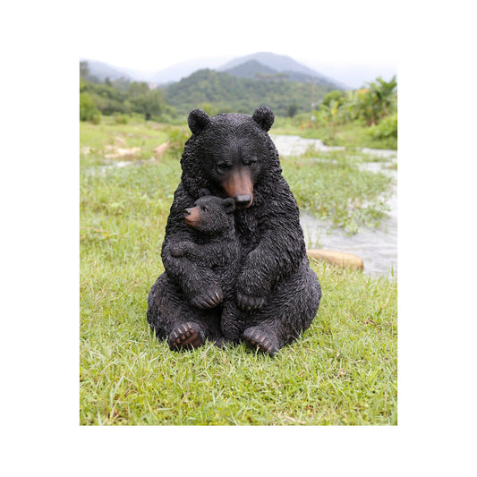 Large Black Bear Mother & Child Embracing