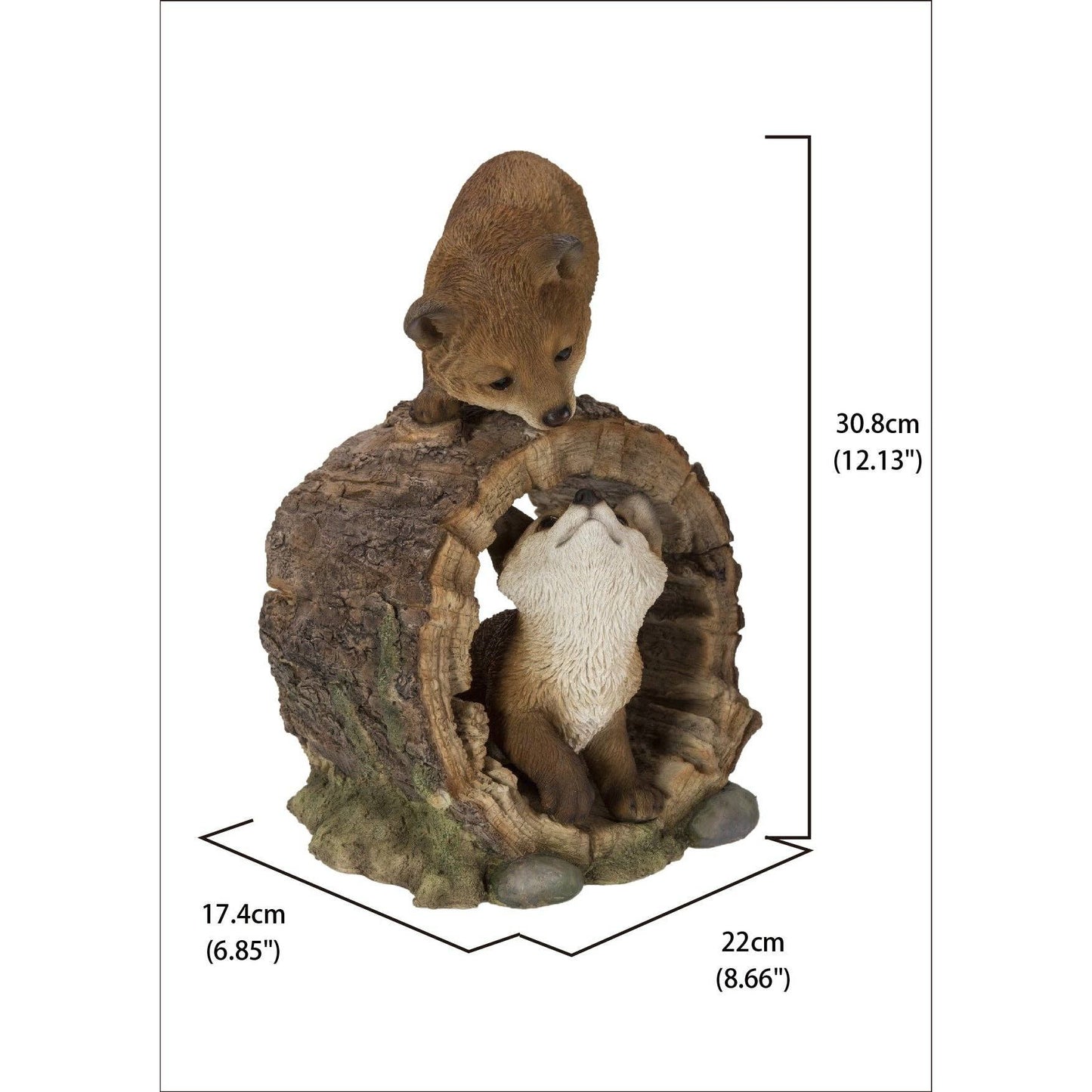 Polyresin Decorative Figurine of Fox Pups Playing