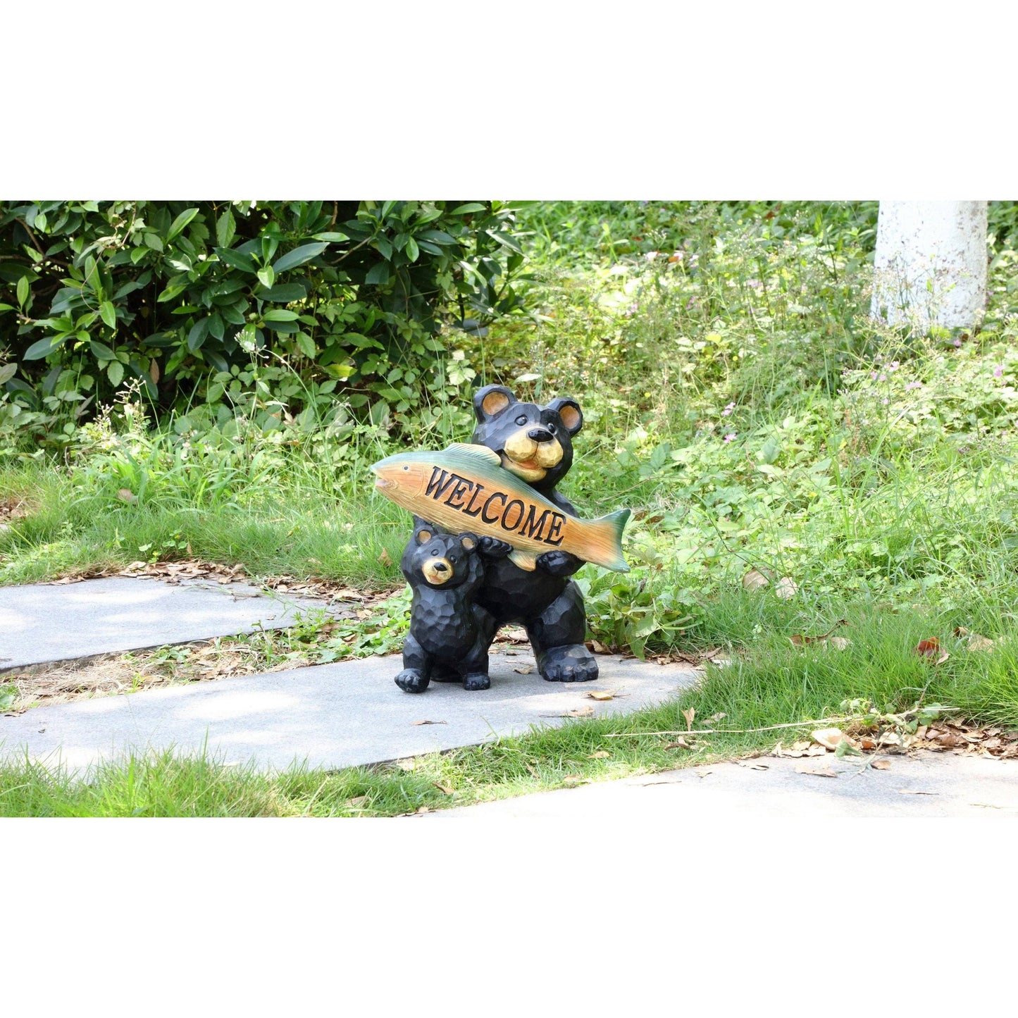 Bears Hold Fish Welcome Sign