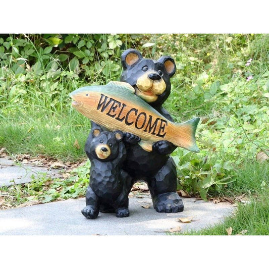Bears Hold Fish Welcome Sign