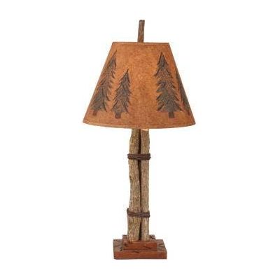 Twig And Leather Accent Lamp W/ Pine Tree Shade