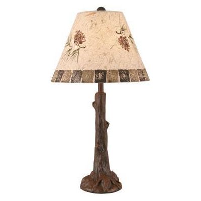 Rust Tree Trunk Table Lamp w/Pine Cone And Blocks Table Lamp