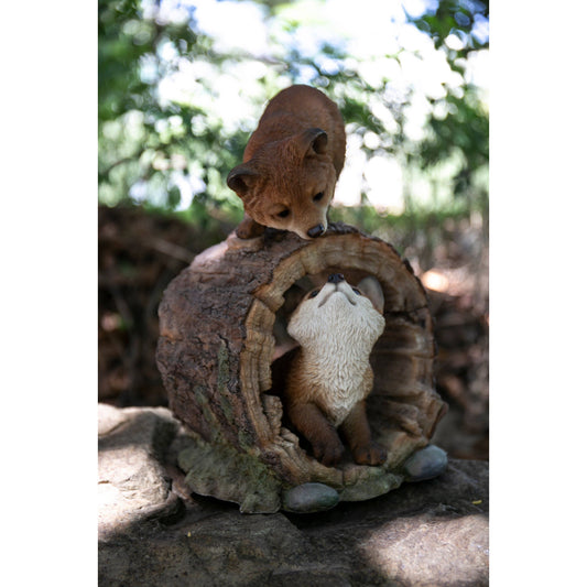 Polyresin Decorative Figurine of Fox Pups Playing