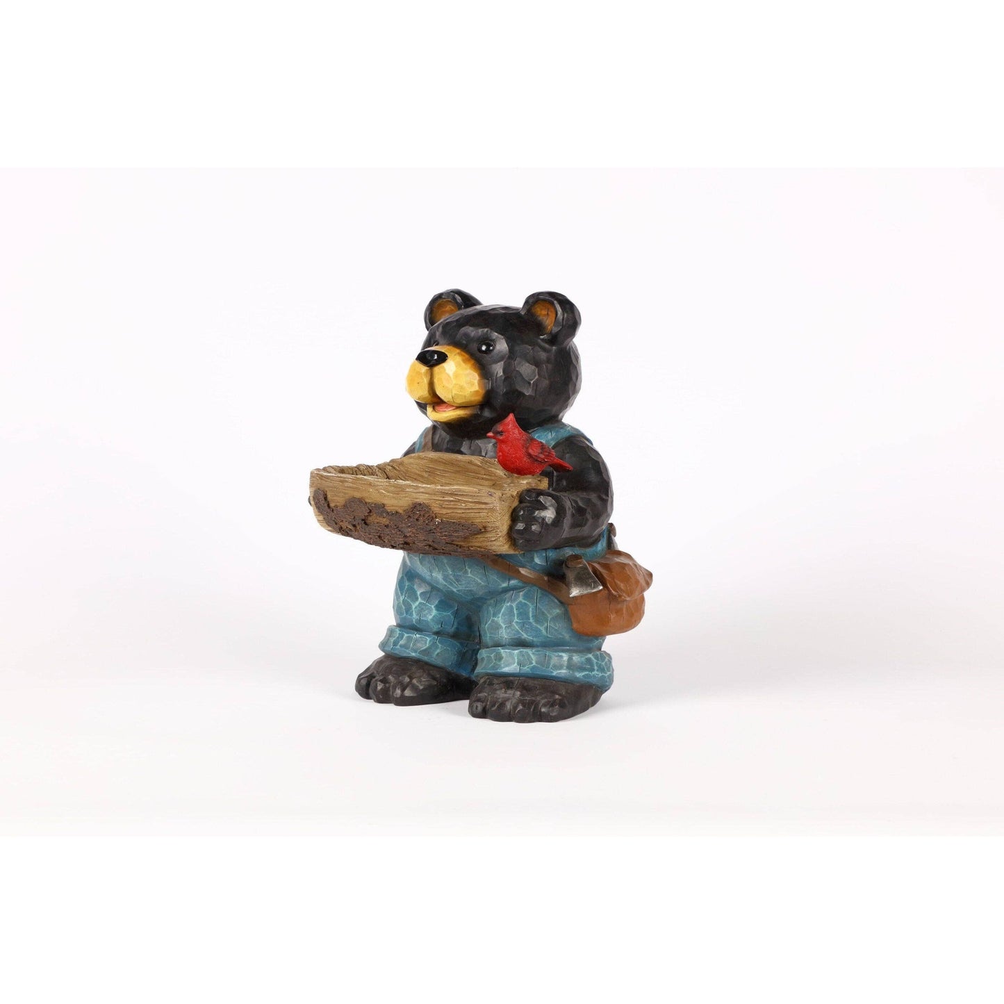 Bear Holds Bird Bath With Cardinal