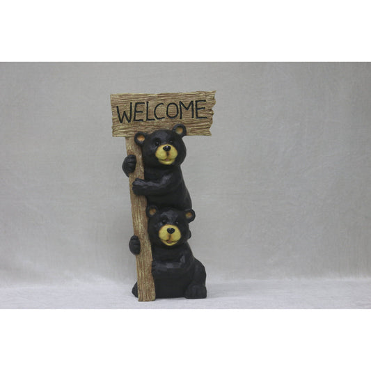 Stacking Bears with Welcome Sign for Garden or Home