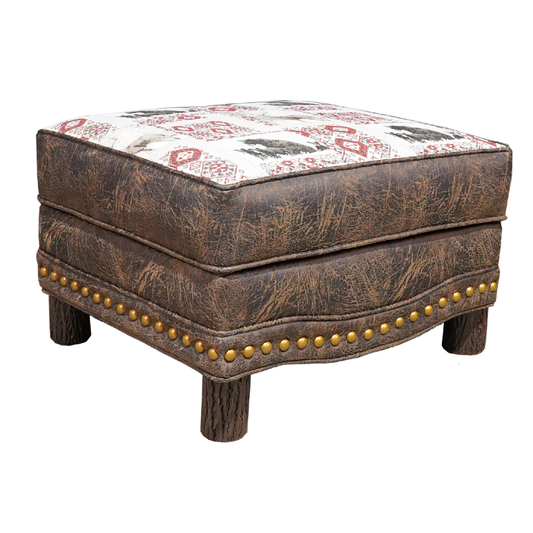 Ridgeway Ottoman with Hickory Legs with Storage