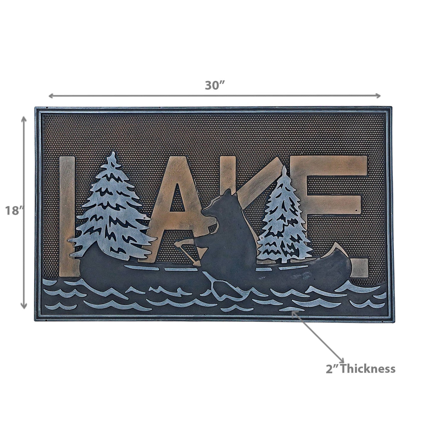 Rubber Mat Lake With Bear On Canoe