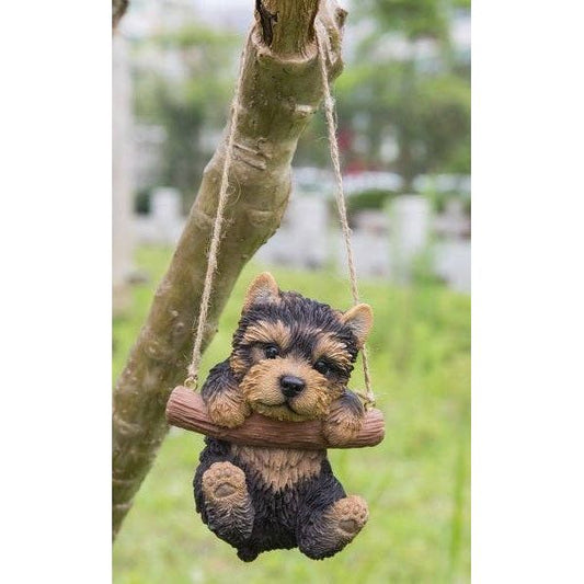 Hanging Yorkshire Terrier Puppy Statue