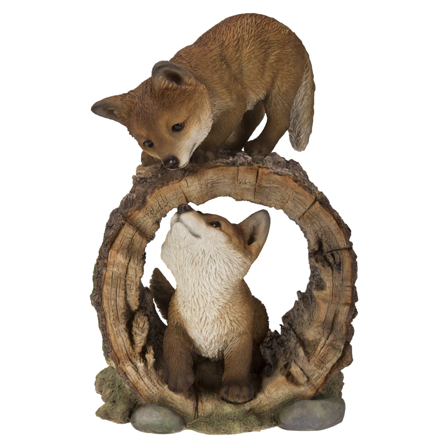 Polyresin Decorative Figurine of Fox Pups Playing