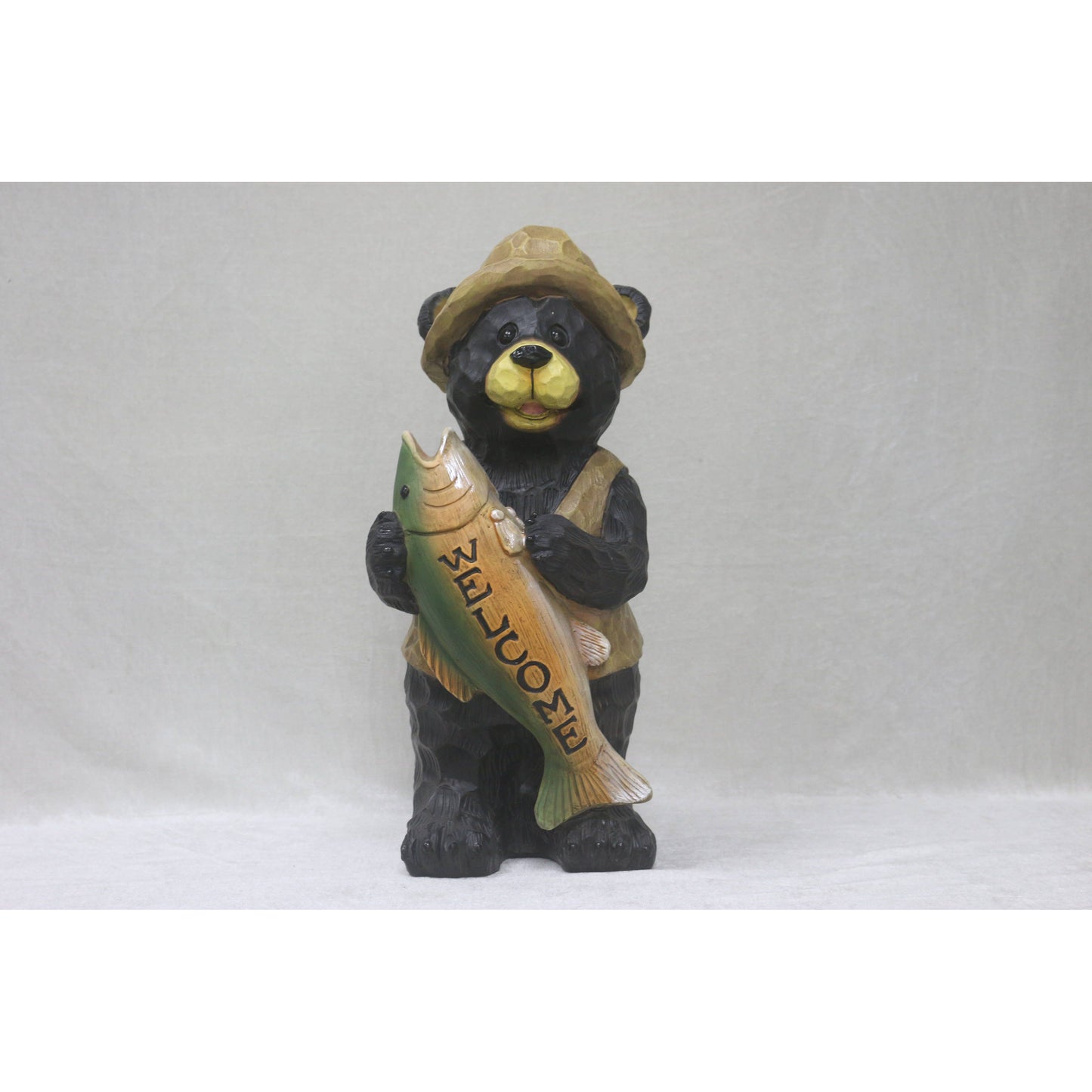 Standing Bear with Fish Welcome Sign