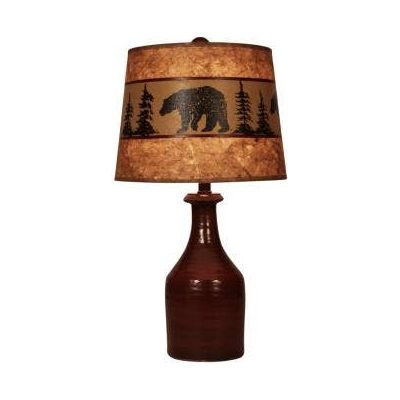 Spanish Tile Smal Clay Jug Accent Lamp With Bear/Tree Shade