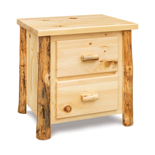 Rustic Pine Dark 2 Drawer Nightstand FS