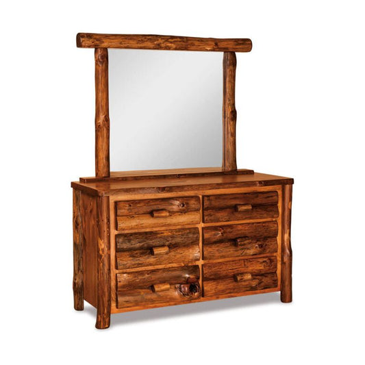 Rusitc Pine 6 Drawer Dresser with mirror FS