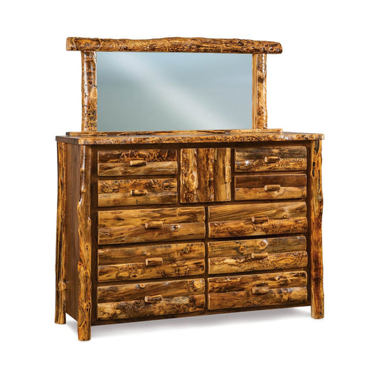 Aspen/Walnut 10 Drawer 1 Door Dresser FS with Mirror