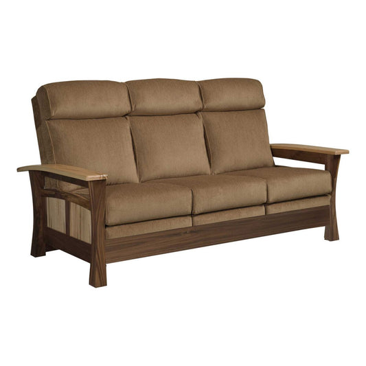 The Fairmont Sofa – Amish Stationary 3-Seat in Character Walnut &amp; Ambrosia Maple