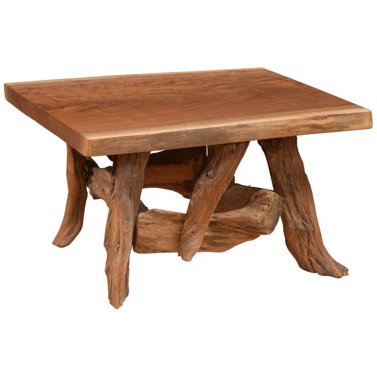 Black Walnut Coffee Table with Driftwood Legs
