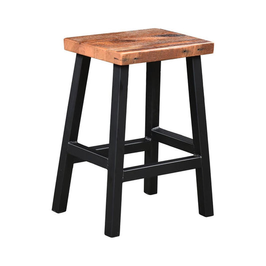 Barnwood Bar Stool with Metal Base