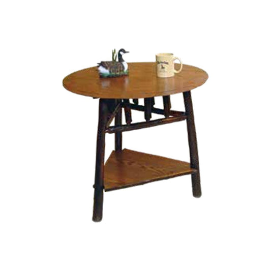Round End Table with Triangle Bottom Shelf