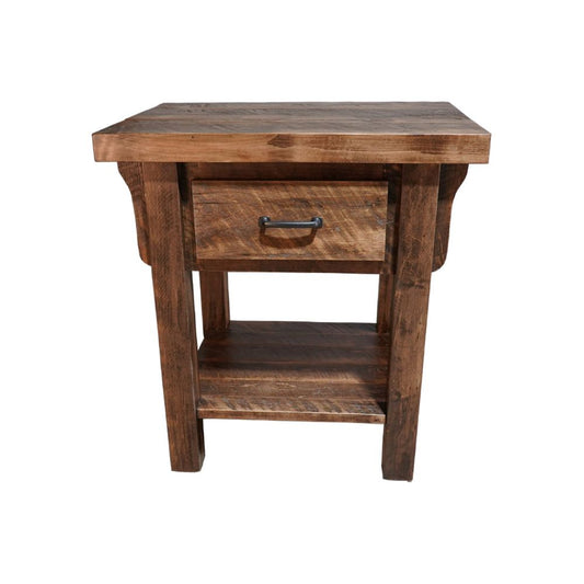 Hickory 1-Drawer Nightstand with Shelf