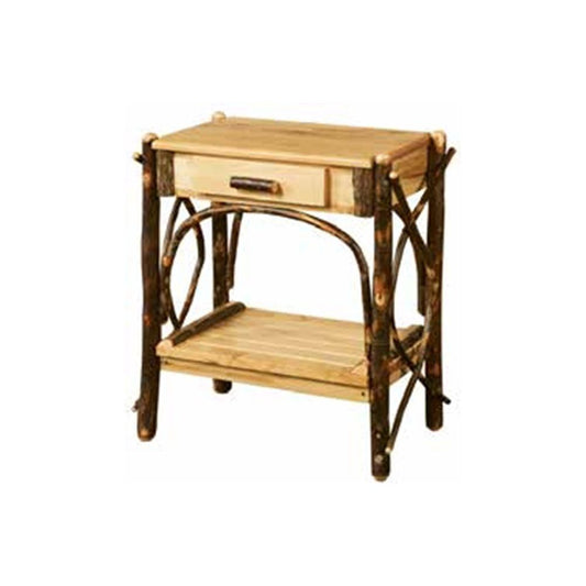 End Table Solid Top Slatted Shelf with Drawer Dovetailed