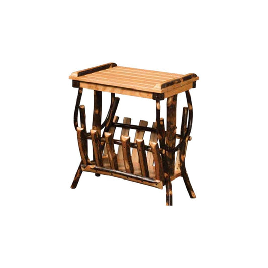 End Table Slatted Top with Magazine Rack