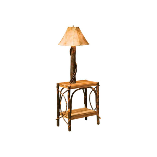 Hickory Floor Lamp and Table