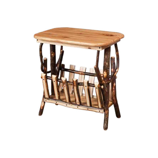 Solid Top Round Corners End Table Magazine Rack