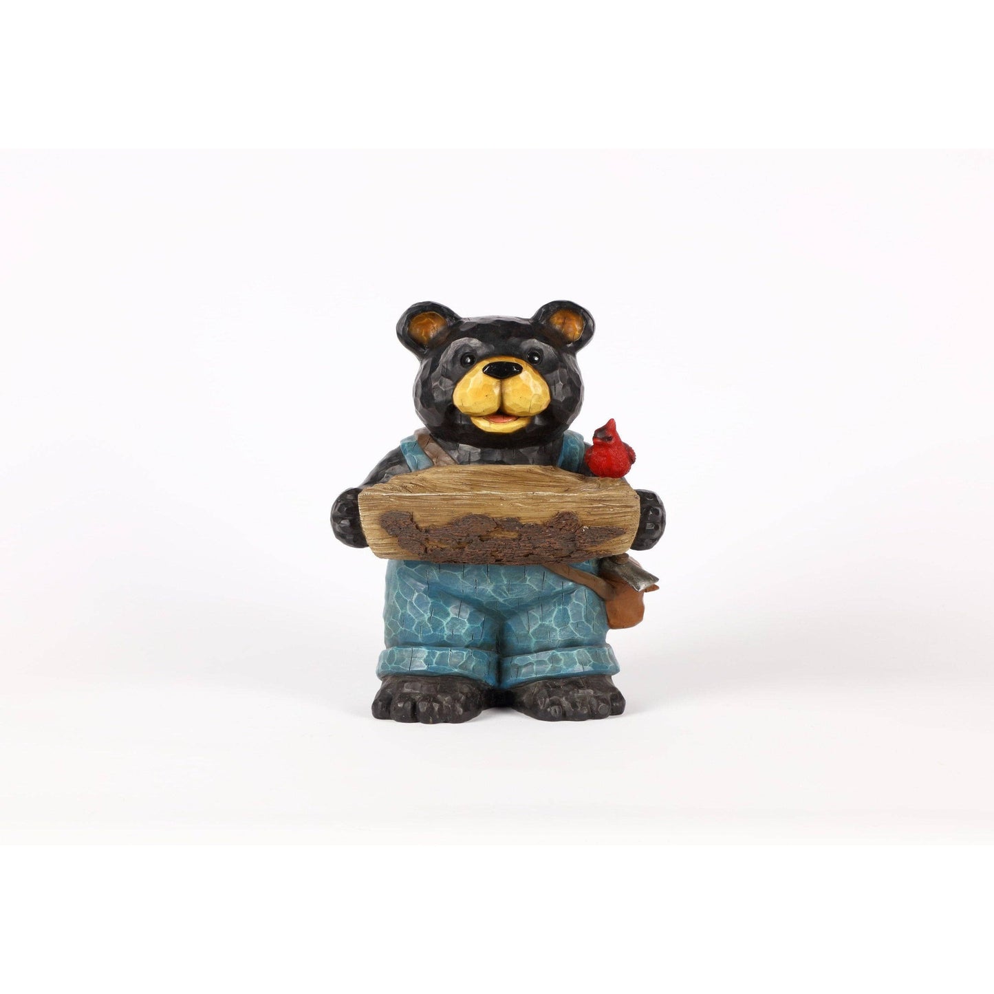 Bear Holds Bird Bath With Cardinal