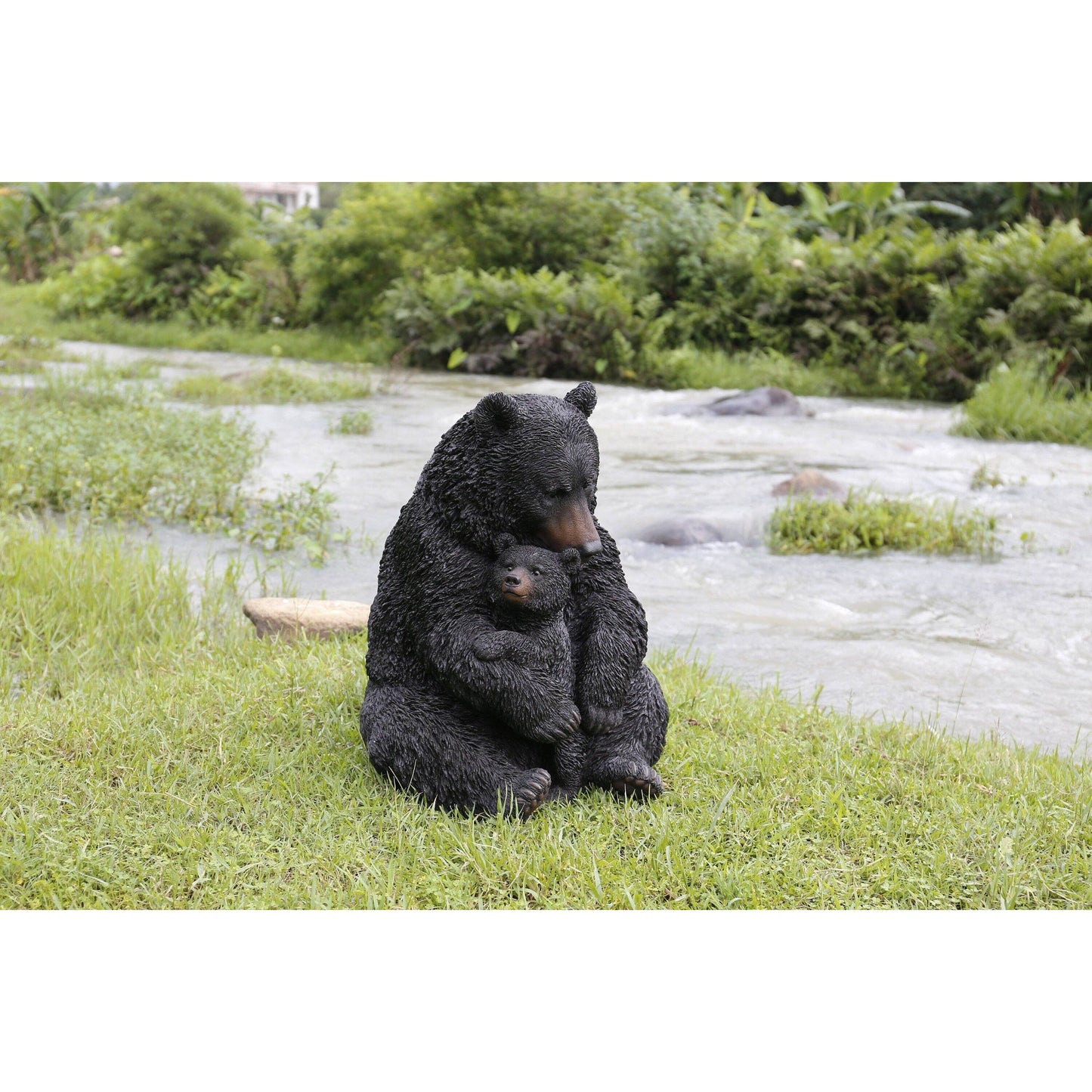 Large Black Bear Mother & Child Embracing