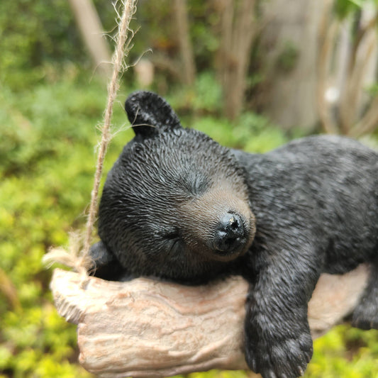 Striking Black Hanging Bear Polyresin Figurine