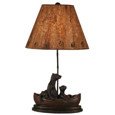 Riverwoods Bear Family In Canoe Table Lamp